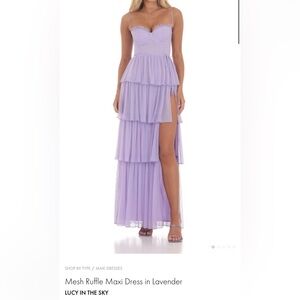 Lavender Mesh Ruffle Maxi Dress (NEW)